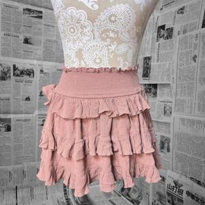 Love Tree Pink Ruffled Mini Skirt